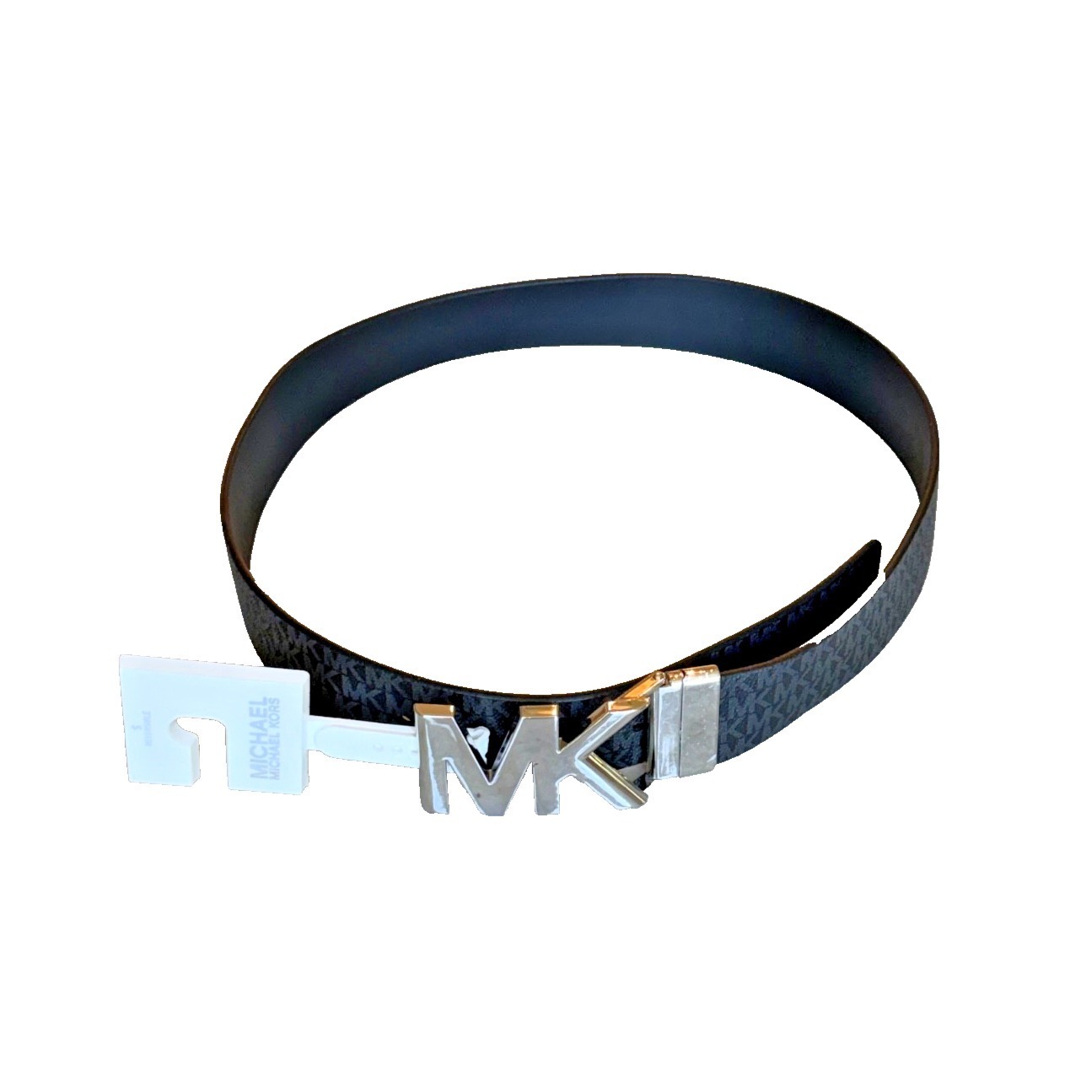 Michael Kors Women's Reversible Logo Belt; Black; Silver Logo Buckle; Size Small